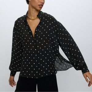 Babaton Black and White Polka Dot Blouse